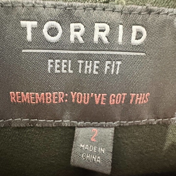 Torrid Jacket Womens 2XL Olive Green Black Twill Faux Leather Anorak Drape Coat - Picture 6 of 11